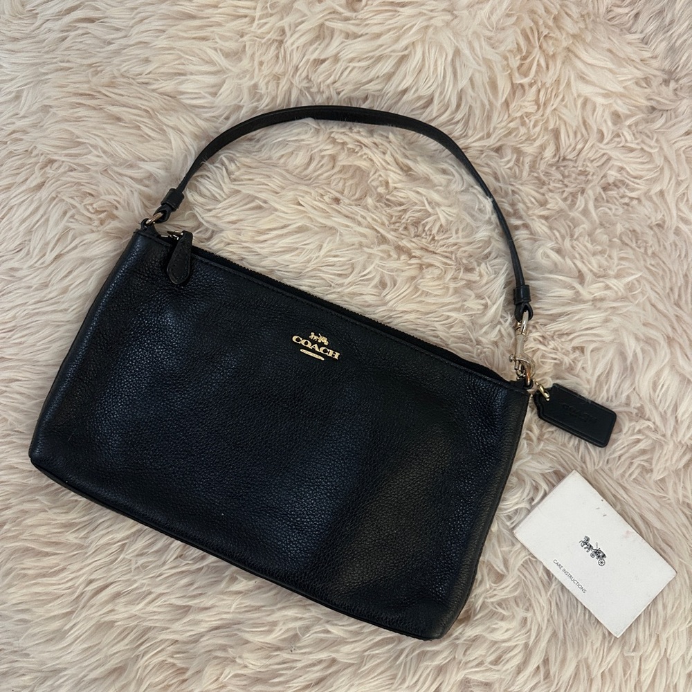 Coach Black Pebbled Leather Shoulder Bag